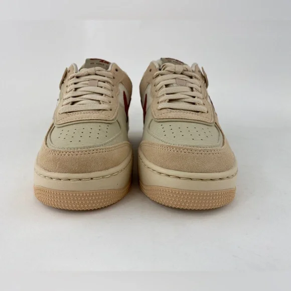 Nike Air Force 1 Shadow Shimmer Mars Stone Women's Sneakers Shoes Beige Red - Picture 7 of 12